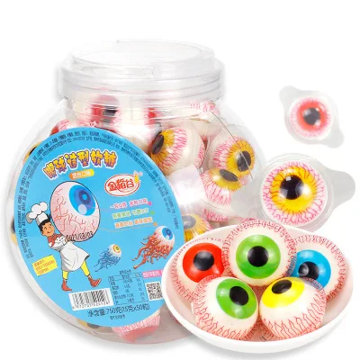 Funny Halloween Multi Colored Eyes Ball Shape Jelly Candy Fruity Flavor Gummy Candy For Kids