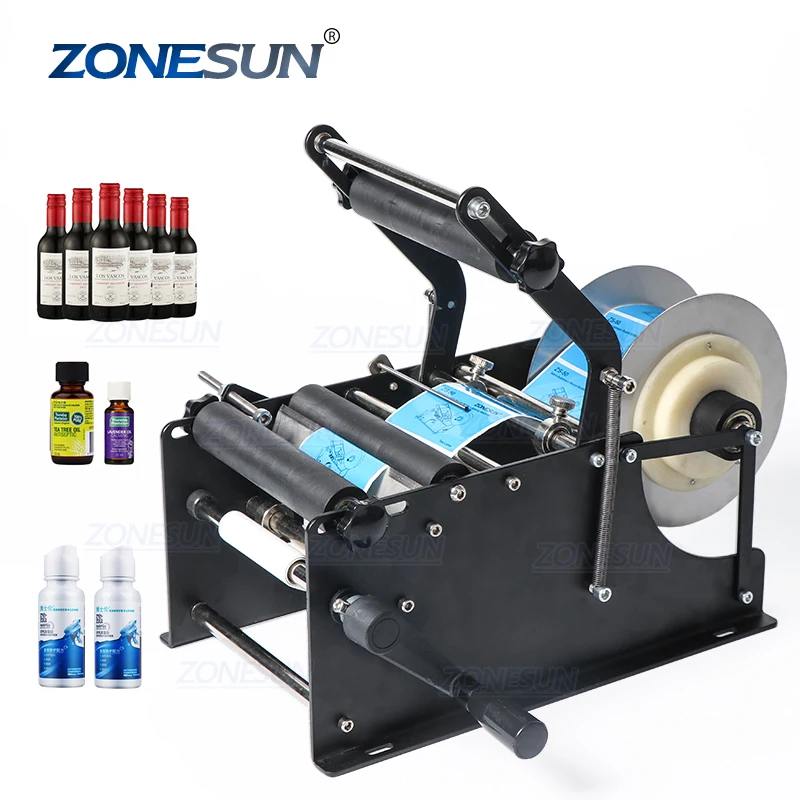  ZONESUN ZS-50P ручная машина для нанесения этикеток на круглые бутылки с минеральной водой