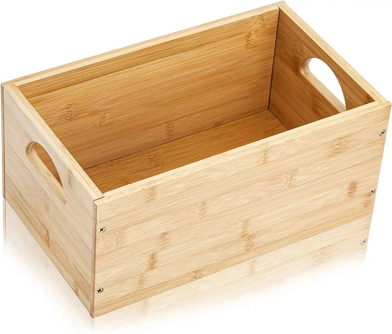 Bamboo Crafts Wood Product Storage Bin Wooden Crate Box Organizer Cube Container with Handle for Bathroom Decor
