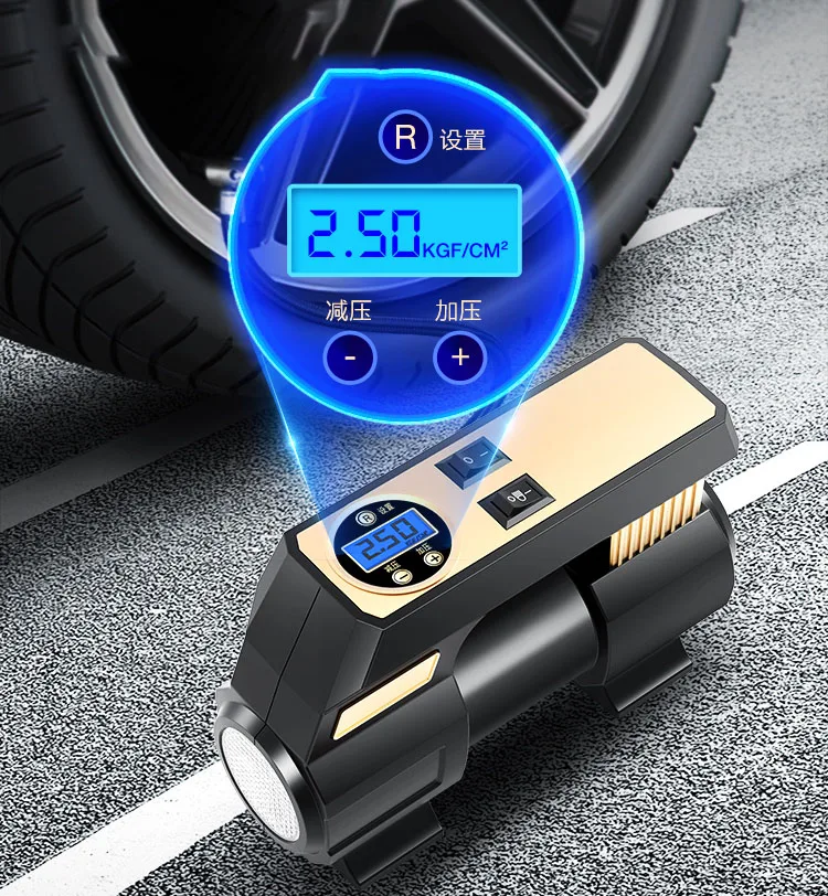 Ziyao Portable Digital Car Tire inflator Heavy Duty air Compressor 12V Tire Pump with Tire Pressure Gauge Auto-Off