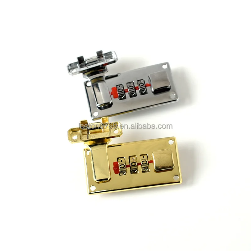Stock supply 65 x 33mm shiny gold and shiny silver  metal combination lock