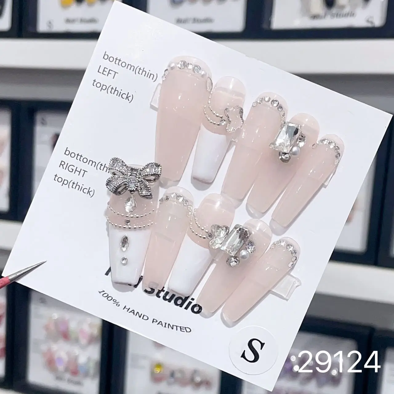 Factory Wholesale Fashion Acrylic Press On Nails Handmade Luxury Bling Press On Nails French Manicure On 10 Pcs