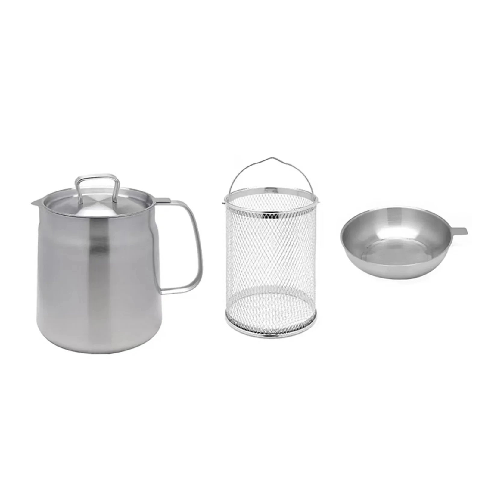 Household Large Capacity Oil Storage Tank With Strainer Fry Basket Kitchen Oil Container 304 Stainless Steel Oil Filtering Pot