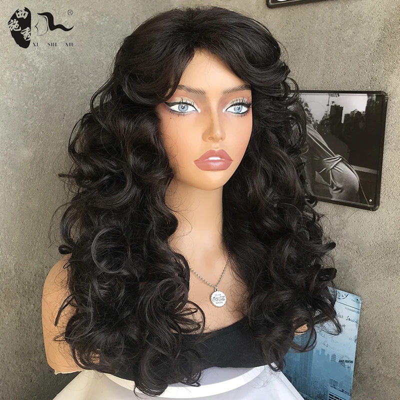 XISHIXIUHAIR wholesale Factory Price Synthetic Black Wigs Long Kinky Curly Wigs For African American Women