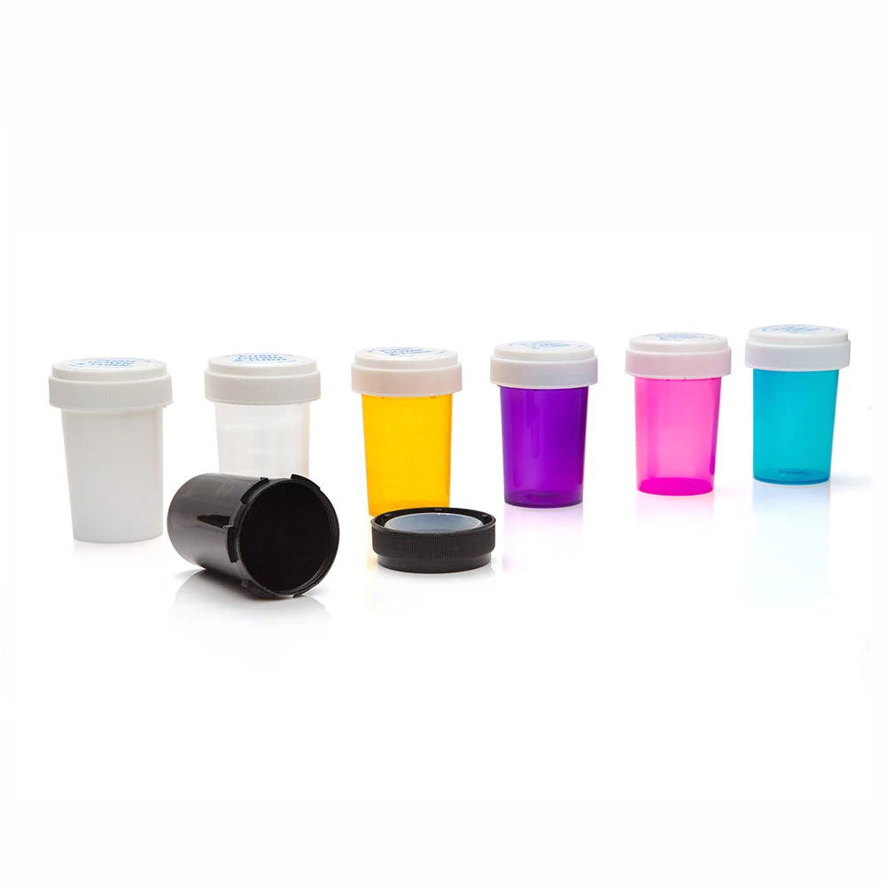 dr 13dr 16dr 20dr 30dr 40dr 60dr child resistant medicine vial containers smell proof plastic vial with reversible cap