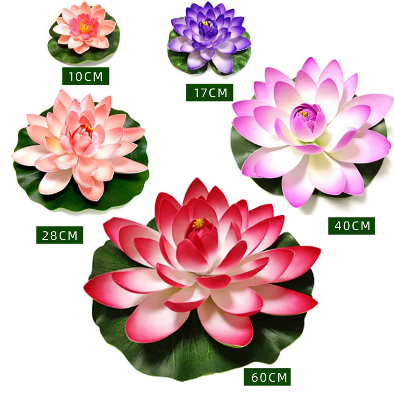 High quality faux floating white pink blue lotus water lily EVA fake floating water artifical foam lotus flowers