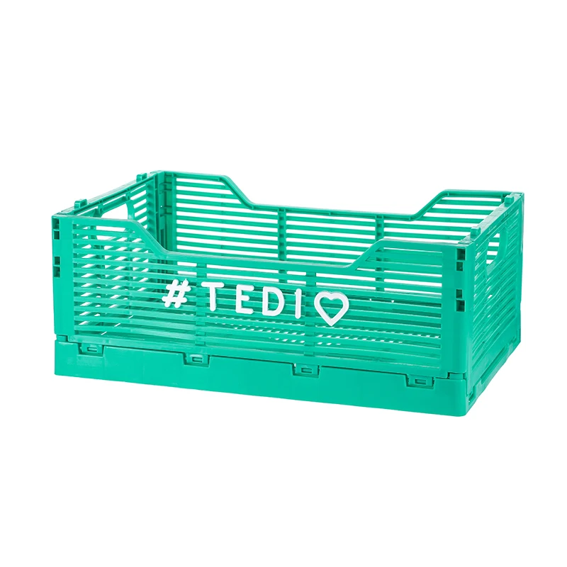Plastic Collapsible Crate With Letter Stacking Folding Storage Baskets for Home Kitchen Bedroom