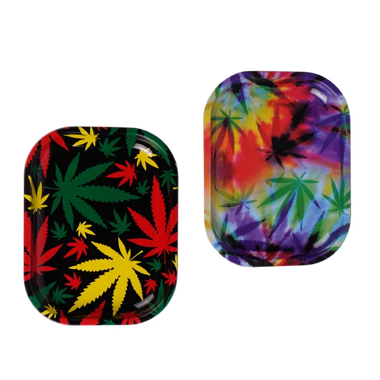 Оптовая продажа, пустые маленькие металлические жестяные сервировочные подносы для копченых сорняков