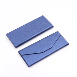 High quality blue luxury leather sunglass case custom logo foldable eye glass cases box folding