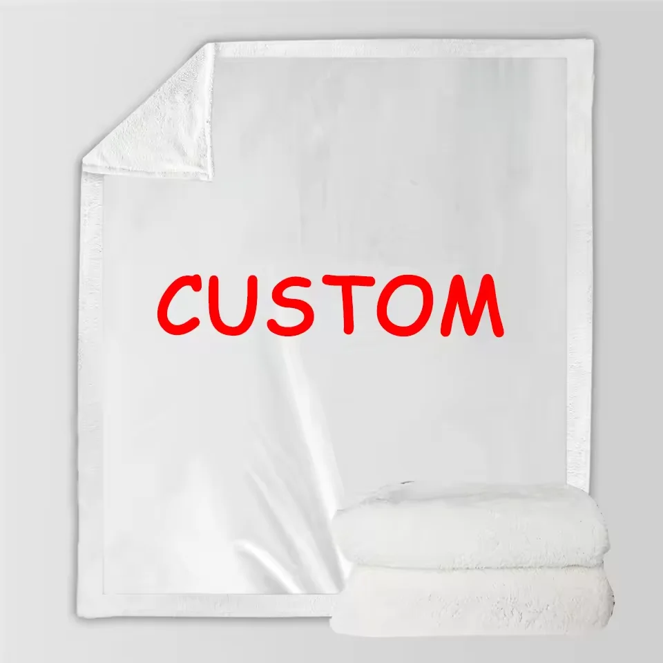 OEM Custom Personalized Warm Soft Sofa Blanket Blank Print Sublimation Logo 100% Polyester Flannel Fleece Throw Custom Blankets