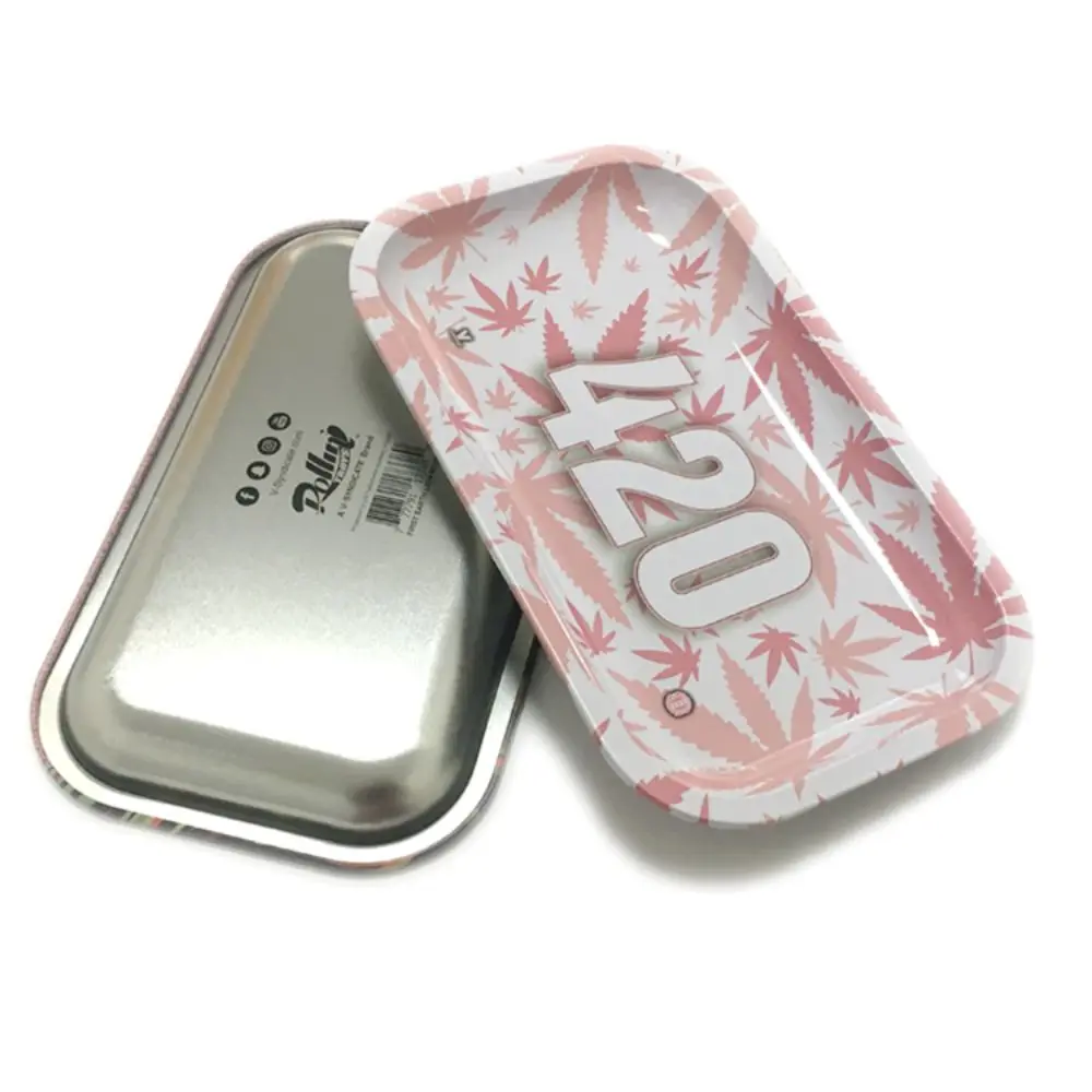 
Hot Smoking Products supply 180*140*15mm size Strong Metal Tinplate Rolling Tray Tobacco Weed Rolling Trays with custom logo 