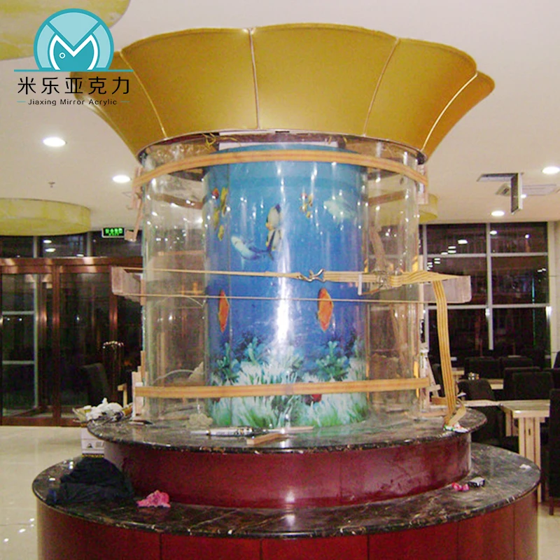 Spot low price indoor cheap cylinder acrylic fish tank decoration aquarium accessories