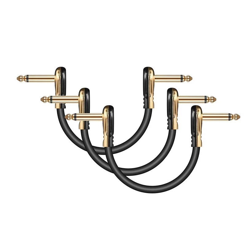 New Version 6.35mm Patch para Guitarra, 1/4 Right-Angle para Pedales de Efectos Guitarra Guitar Patch Cable Gold/Silver plated