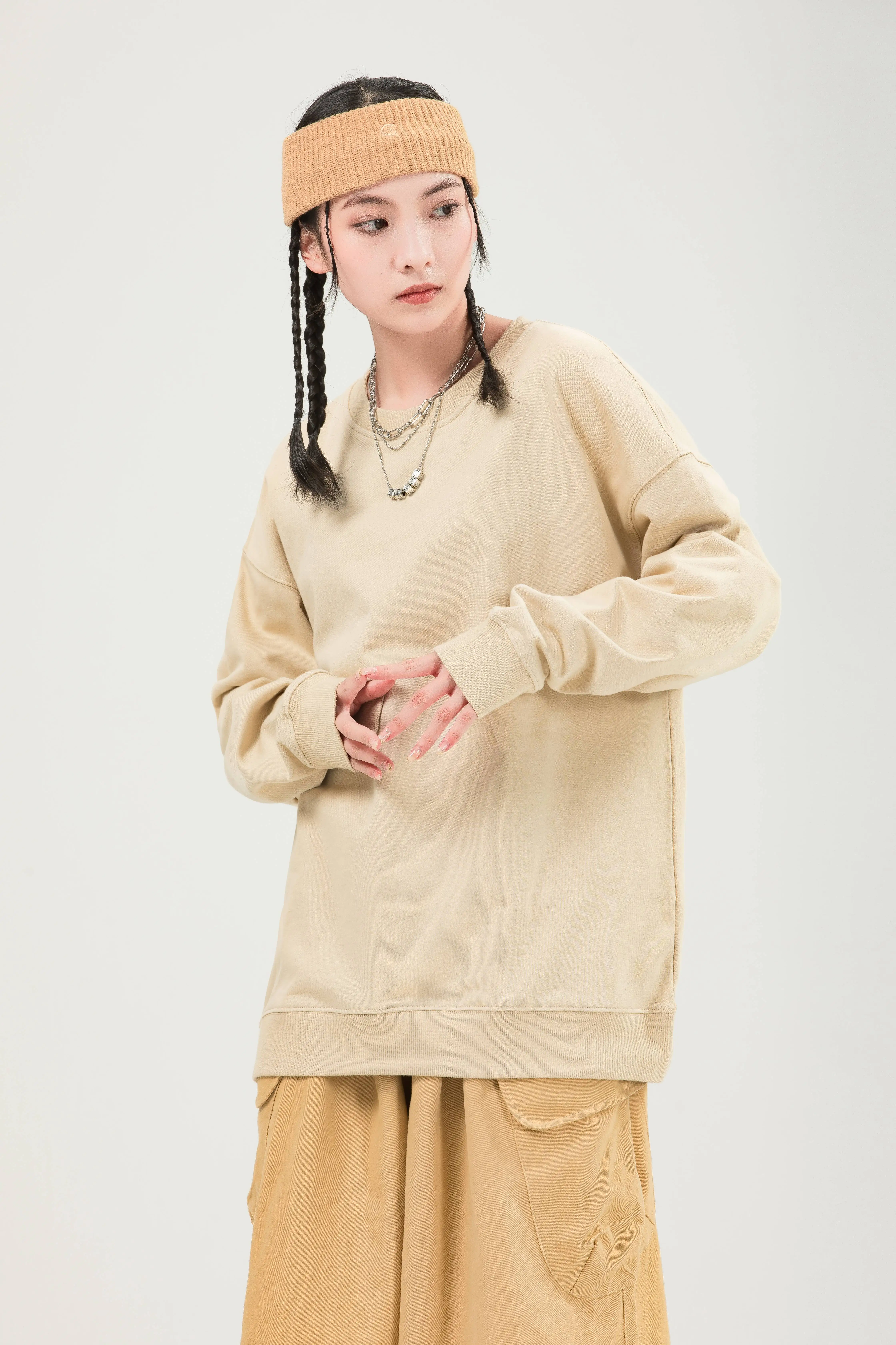 100% Combed Cotton High Quality Long Sleeve Drop Shoulder T-shirts Blank Undershirts for Custom Design