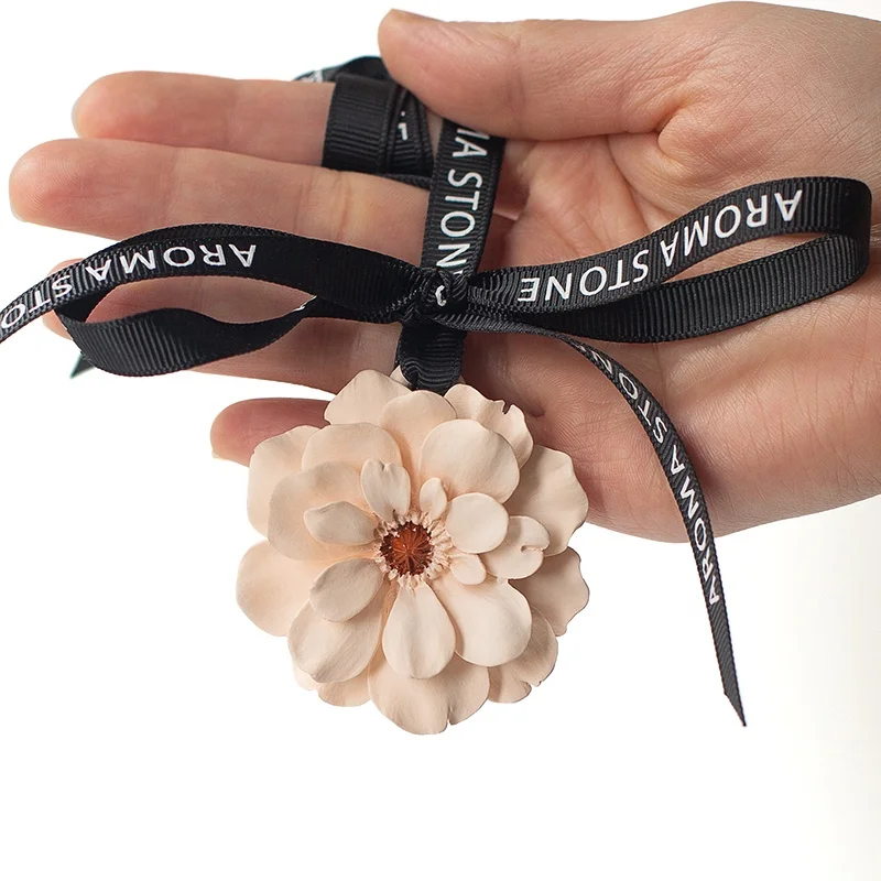 Household Fragrance diatomite ceramic flower car aromatherapy camellia hanging aroma stone