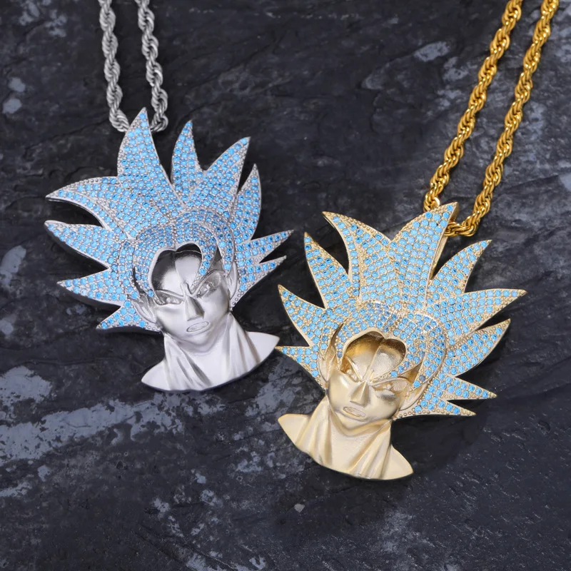 Factory customized fashion exquisite anime avatar pendant gold zircon hip hop personalized necklace