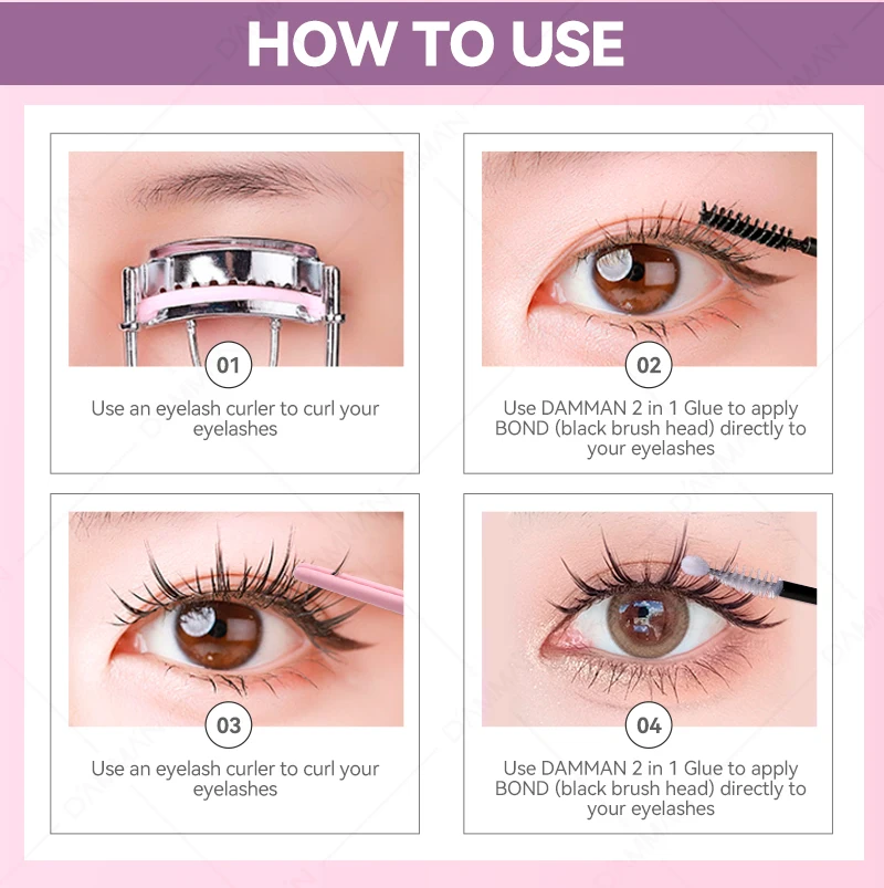 DAMMAN DIY Eyelash Extensions Matte Black D Curl Best DIY Cluster Lashes Extensions