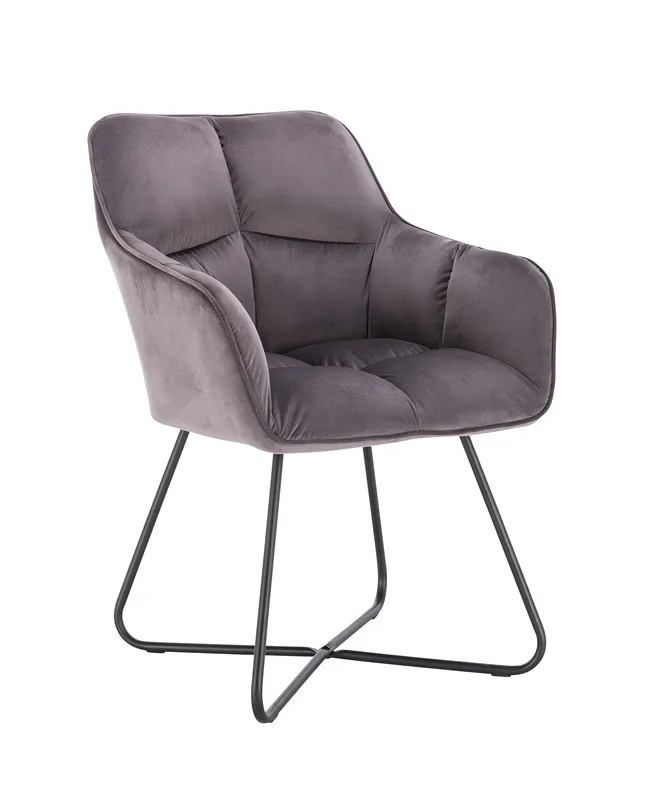New Grey Design Living Room Chair With Metal Feet Velvet Arm Chair Coffee Accent Chair