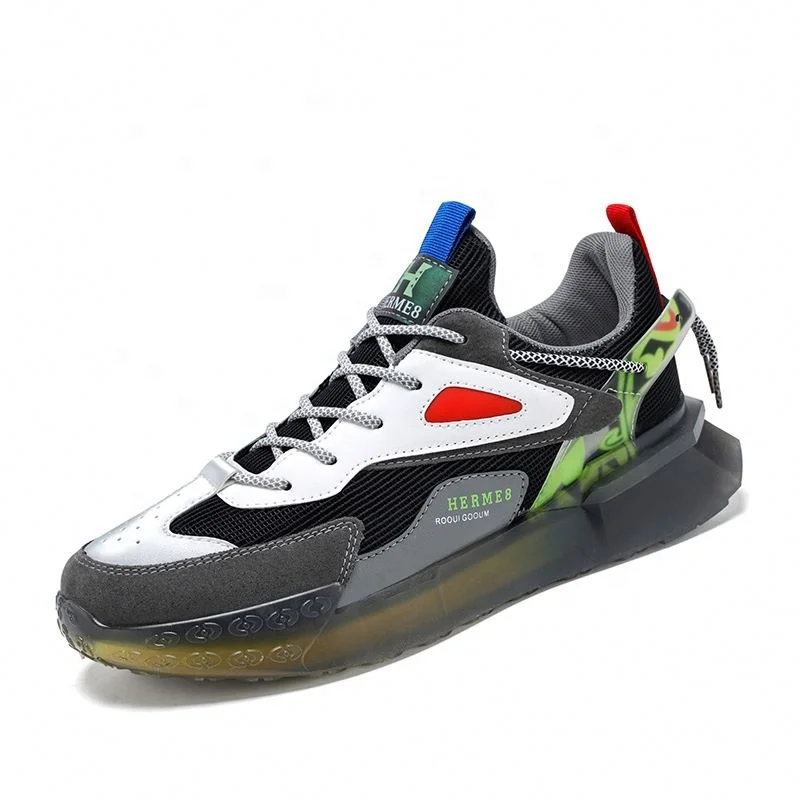 
2021 New Men Chunky Sneakers Lace-Up Flat Casual Platform Stylish Breathable Adult Male Tenis Footwear Walking Style Shoes 