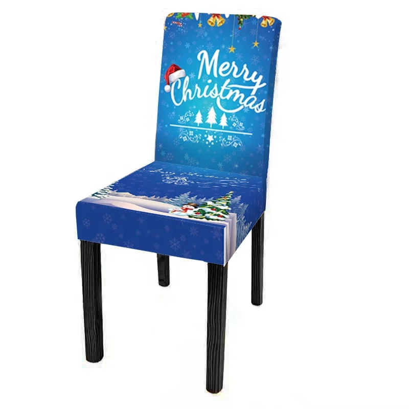 Christmas Chair Cover Christmas Snowman Sant Dining Chair Cover Universal Spandex Elastic Chair Slipcover