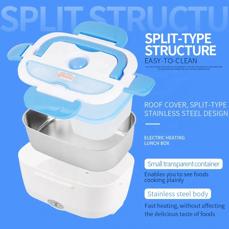 YUYANG 220V 110V 12V 24V Pluggable Office Car 2IN1 Portable Leakproof Food Warmer Bento Box Electric Heated Meal Rice Lunch Box