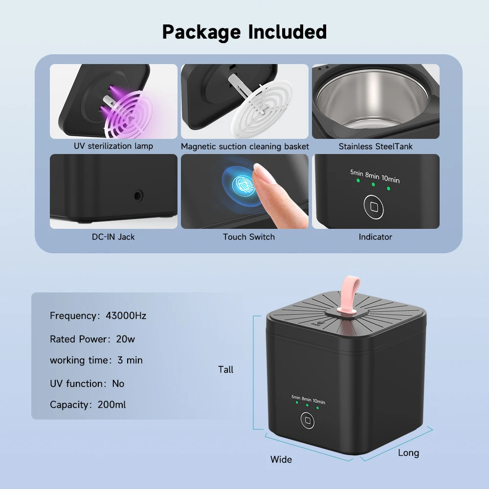 Household UV Cleaner Jewelry Watch Washing Machine Dental False Teeth Aligner Retainer Mouth Guard Ultrasonic Denture Cleaner