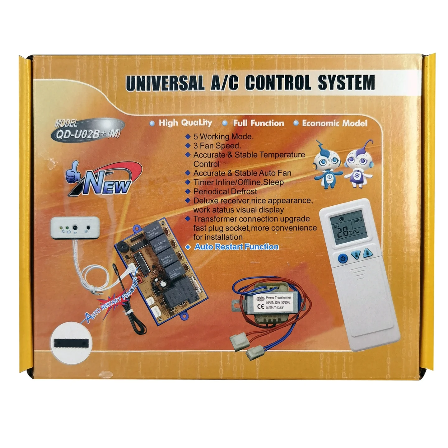 QUNDA QD-U02B+ (M) QUNDA AIR CONDITIONER UNIVERSAL CONTROL BOARD SYSTEM PCB WITH HIGH QUALITY CHIP FOR SPLIT AIR CONDITIONER