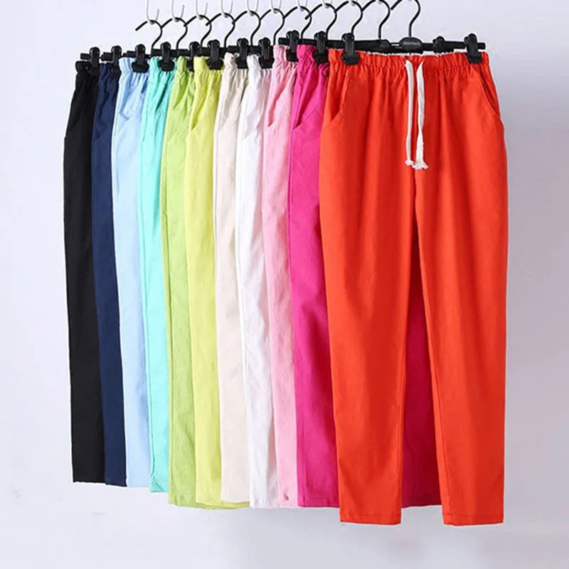 2023 новый весенний однотонный галстук с эластичной талией повседневные брюки XXL-XXXL большого размера