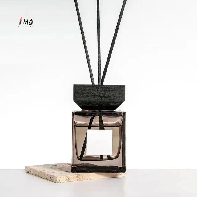 Hot sell Amber Gray Black Aromatic Glass Reed Diffuser Bottle 100ml 200ml With Wooden Cap