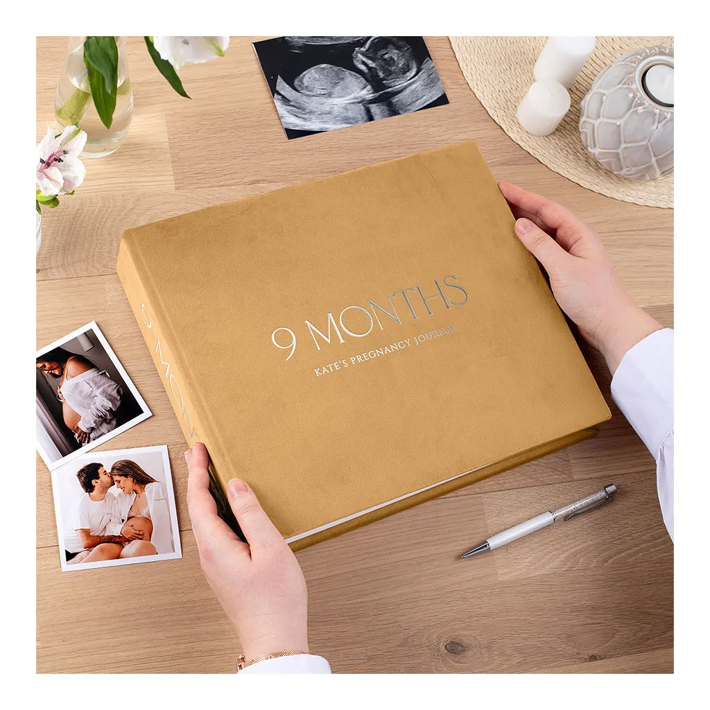 LABON Personalized Gift Luxury Beautiful Velvet Cover My Pregnancy Diary Journal And Memory Book Keepsake
