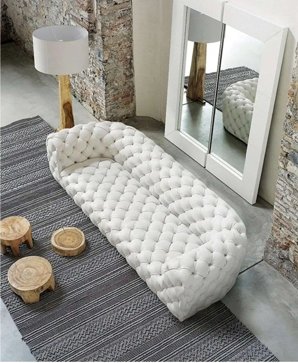 Modern Tufted Velvet Fabric Living Room Sofa Set