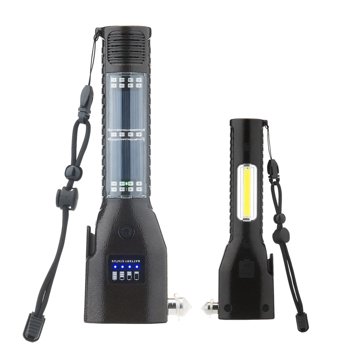 Весь светильник литой алюминий солнечной перезаряжаемые звуковая и световая сигнализация Power Bank аварийный молоток безопасности водить автомобиль фонарик