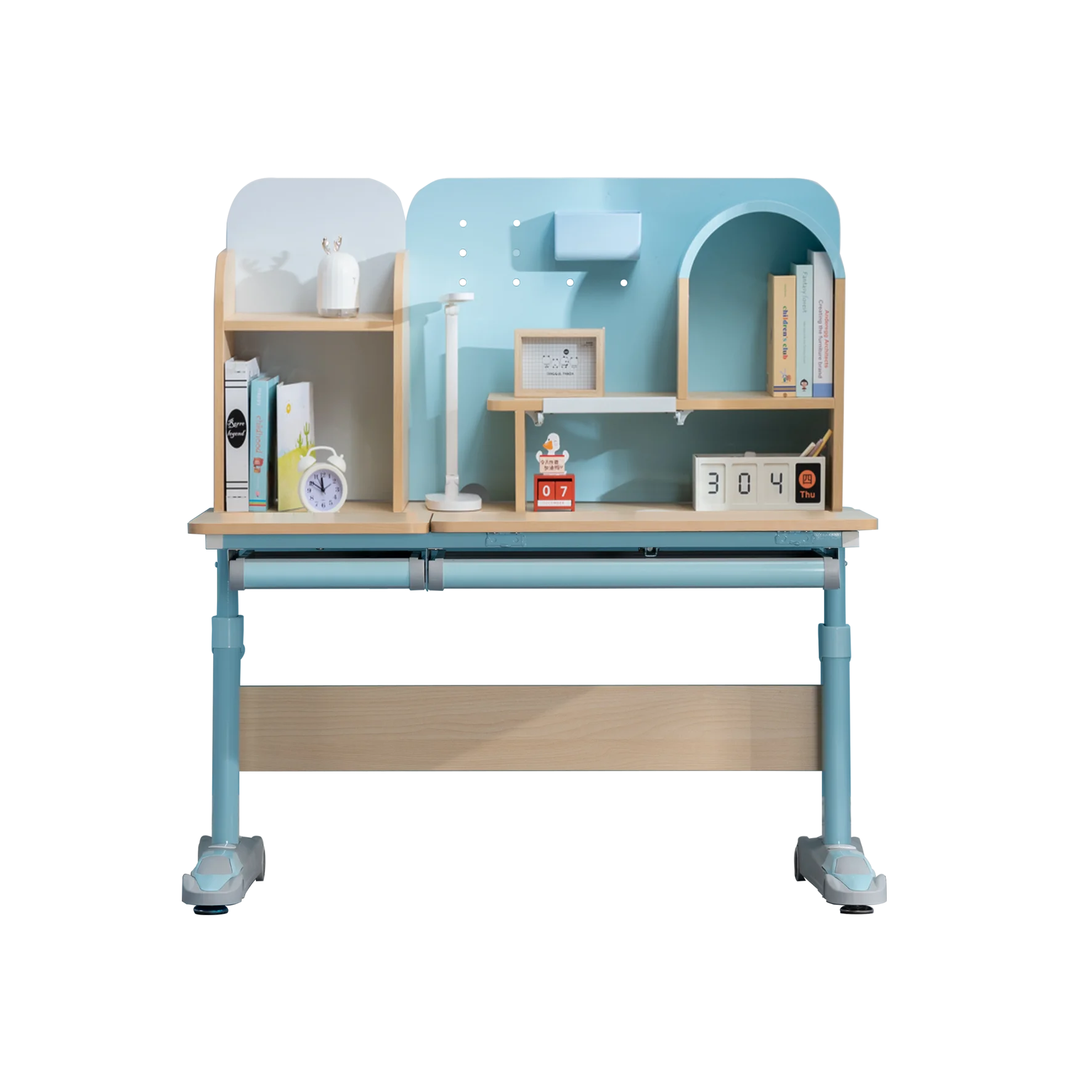 kids study desk children wooden ergonomics height adjustable study table with bookshelf