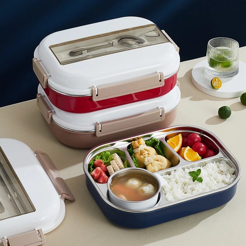 BPA Free 3 to 5 Compartment Airtight Insulated Stainless Steel Bento Tiffin Lunch Boxes Container Lunch Box Kids Adults