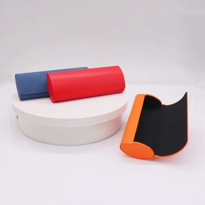 Custom red orange blue cute kids pu leather glasses case packaging boxes good quality children sunglasses box and case
