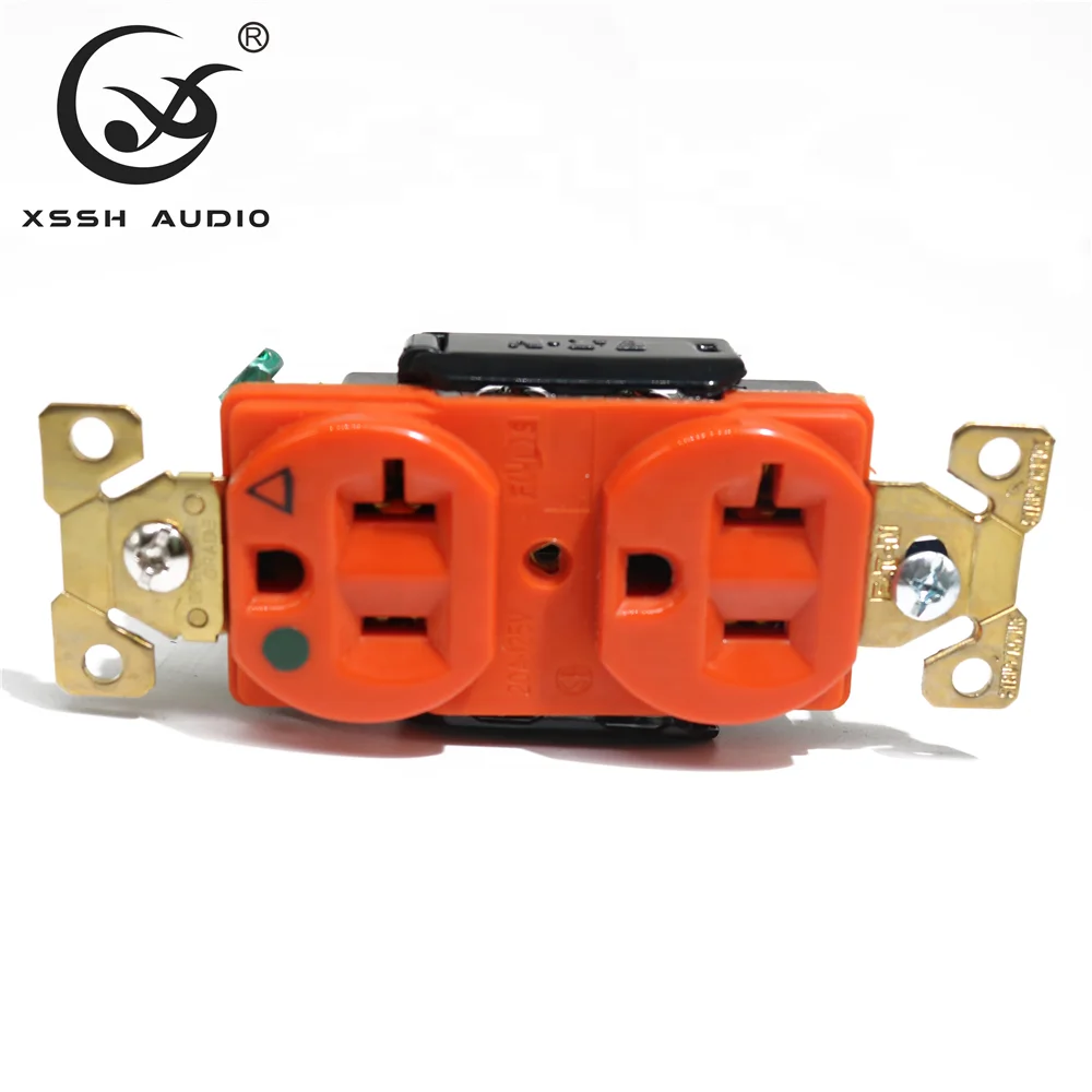 3 Pins Outlets YIVO XSSH Audio HIFI DIY OEM ODM Red Copper Hospital Grade DUPLEX Receptacle 20A US Power Electric Plug Socket