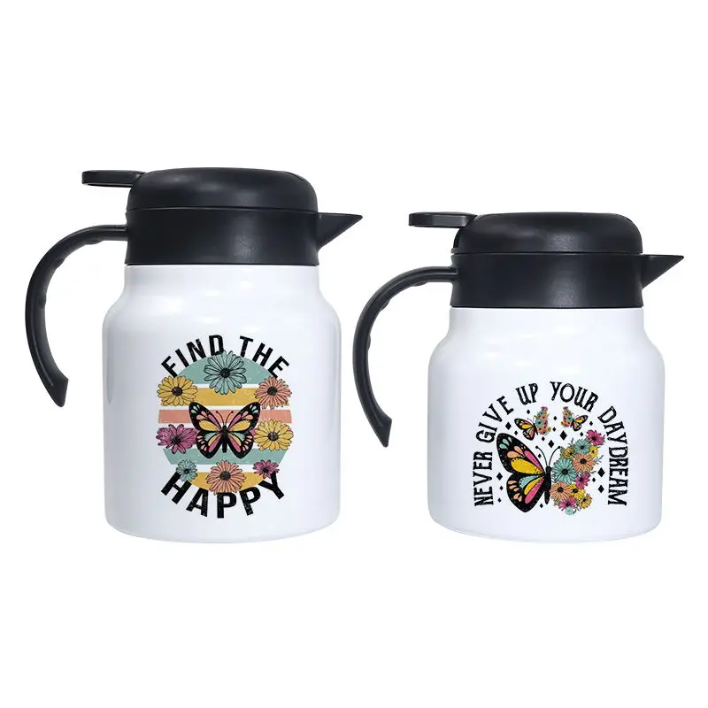 New style sublimation coffee pot teapot 316 stainless steel 800ml 1000ml custom logo for gift coffeemaker stew pot thermal