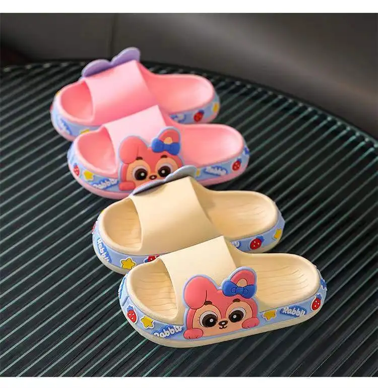 Unisex Summer Slides Sandals with Wrapped Head Indoor Soft Bottom Non-Slip Cartoons for Boys Girls and Babies