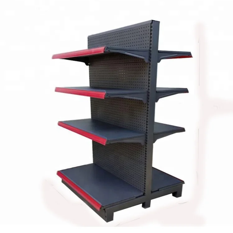 Heavy duty ordinary back plate single side metal display supermarket open shelf