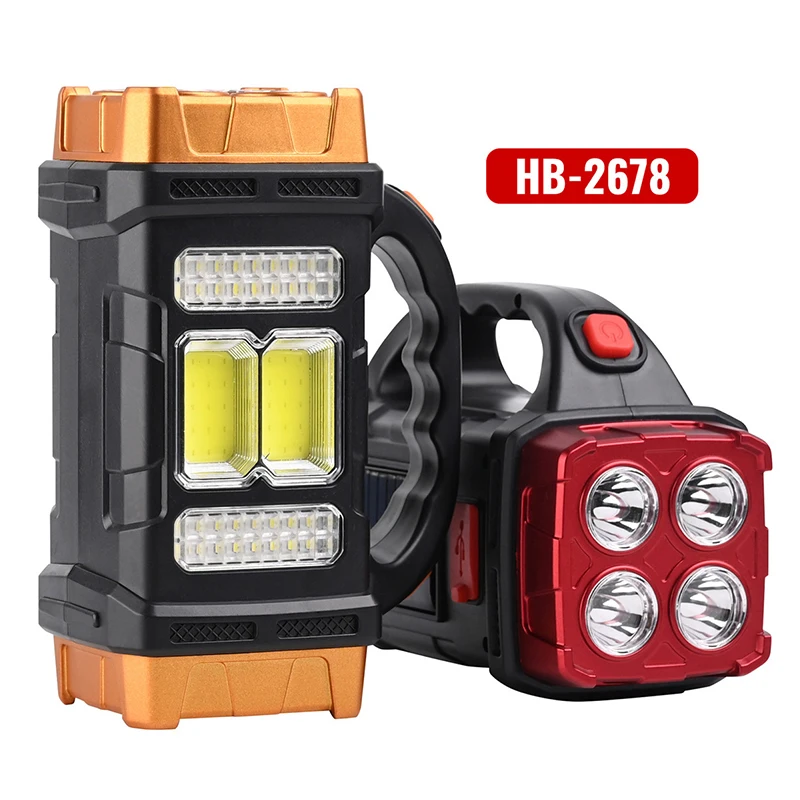 Multifunctional Solar LED Portable Light USB Dual Source Outdoor Searchlight & Camping Flashlight with Strong Light Garden Use