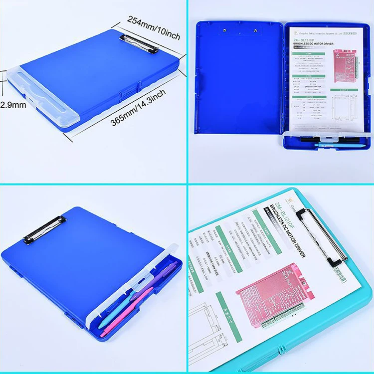 Hot Sale Custom Logo Heavy Duty PP A4 Document File Holder Refillable Storage Clipboard Lined Notepad with Pen Holder
