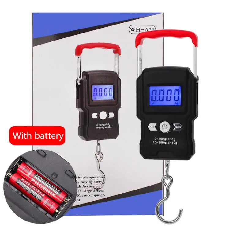 50kg LCD Electronic Portable Digital Scale Hanging Hook Fishing Travel Double Luggage Weight Scale