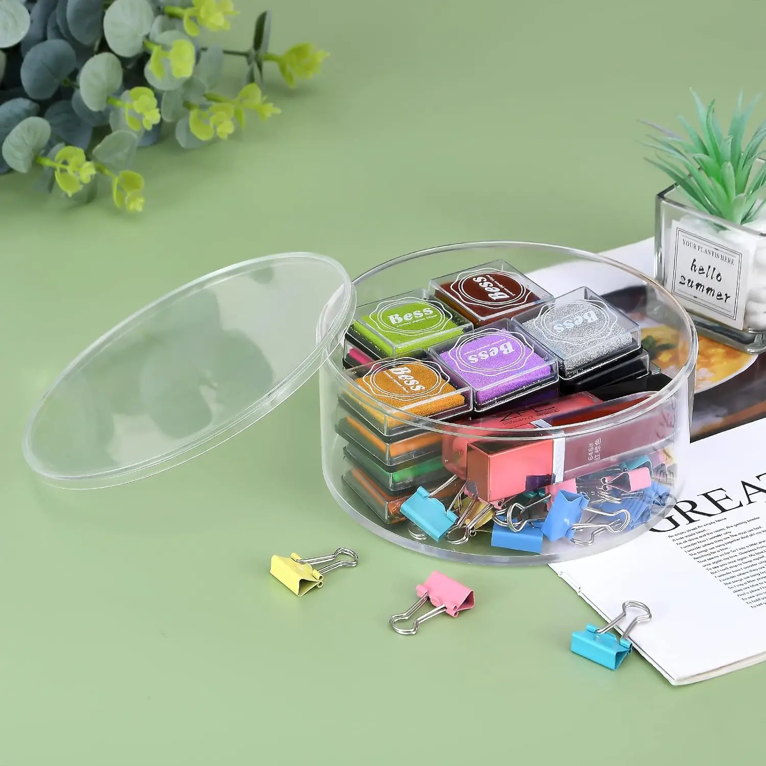 Custom Round Acrylic Case Round Acrylic Storage Container with Lid for Candy Pill Nails Beads and Tiny Jewelry