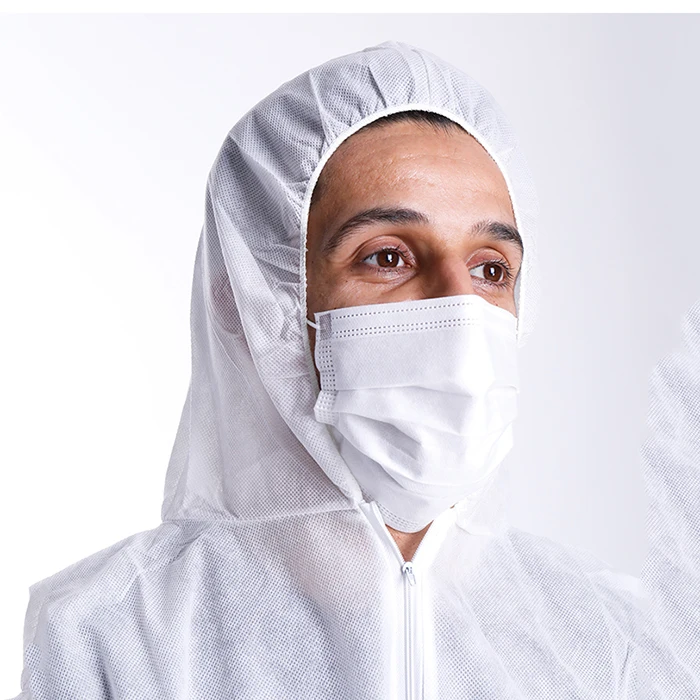 Disposable pp  hazmat suit safety disposable waterproof white non sterile coverall  ppe with hood for body protection