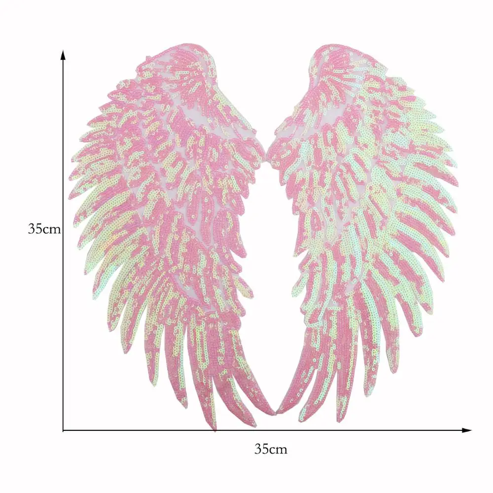 
33.5*16.5cm,sequined angel wings patches,embroidery angel wing patch,large badges applique for jackets 