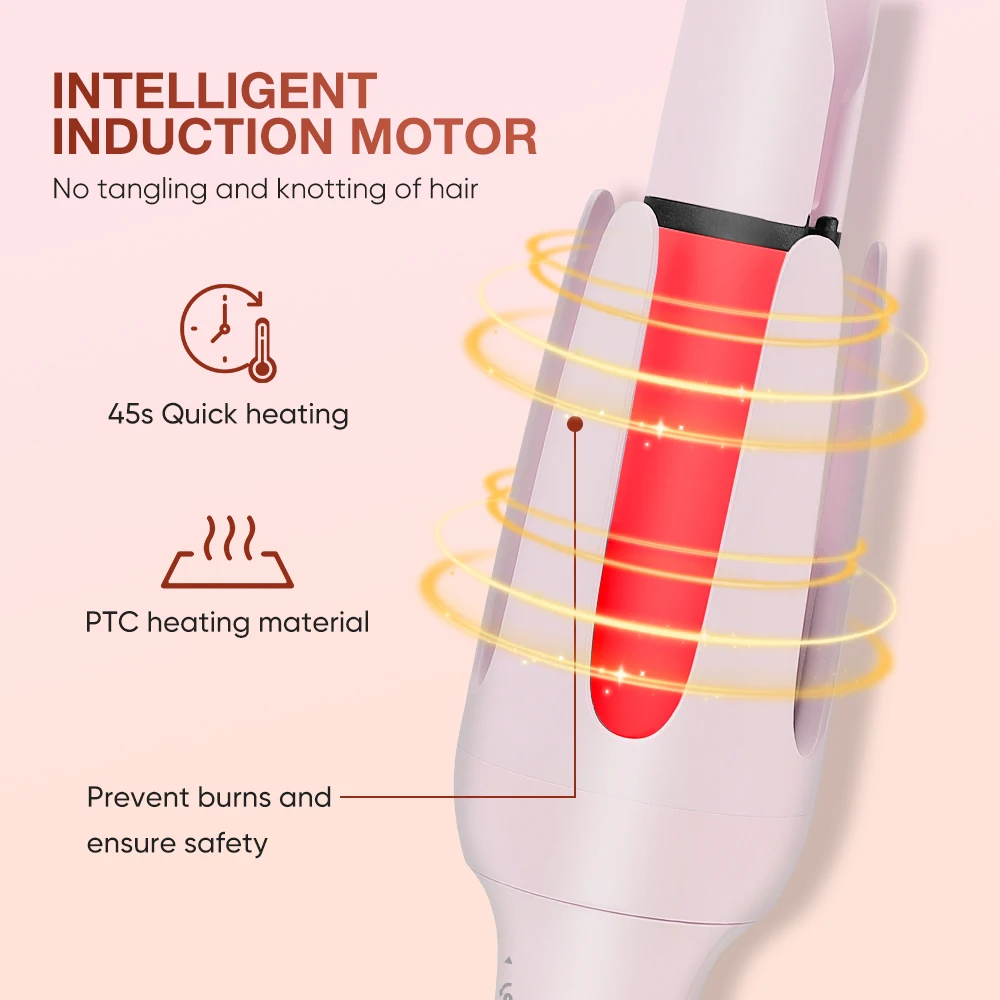 1inch and 1.25inch Interchangeable Hair Curler Automatic Curling Iron with LED Professional Hair Waver Hair Styling Irons