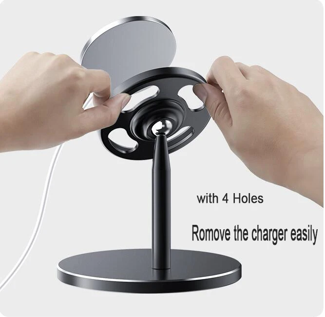 Вращающийся на 360 градусов держатель-подставка из алюминиевого сплава для iPhone 12, беспроводная зарядная док-станция MagSafe