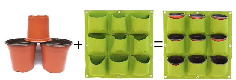  9/18/25/36/49/64/72 Pockets Garden Felt Fabric Vertical Wall Hanging Grow Bags For Indoor and Outdoor