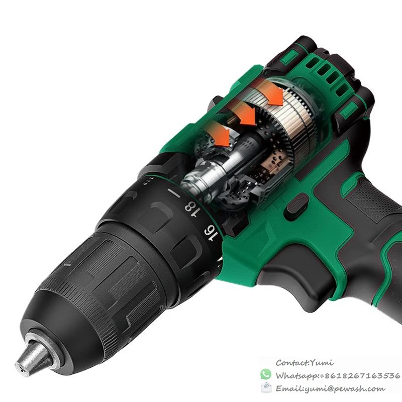 Worksite Customized Brushless Cordless Drill 20V Battery Hammer Screw Driving Power Drills Drilling Machines