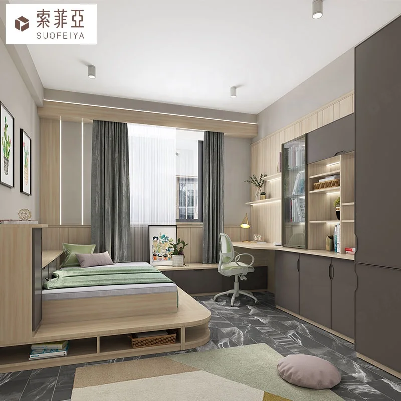 SUOFEIYA Hot Sale Mult-functional Tatami Cabinet Saving Space Design Adjustable Tatami Bed Furniture Set Bedroom Furniture Wood